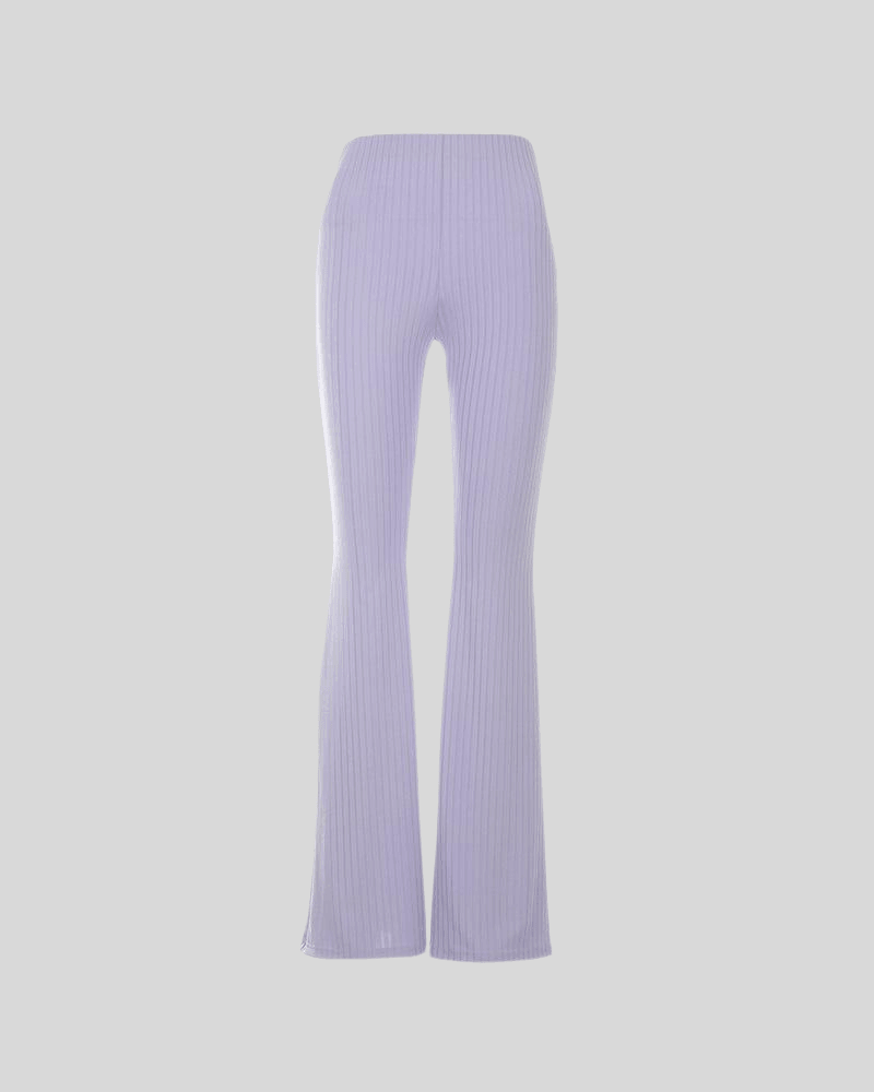 Y2K Solid Knit High Waist Flare Pants Purple Tight Pants Sexy Casual –  KIWEKIWI